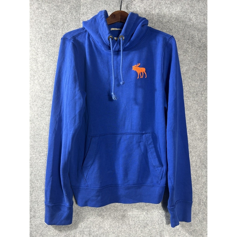 Abercrombie & Fitch Hoodie Men Medium Blue Muscle Moose Logo y2k Preppy Outdoor